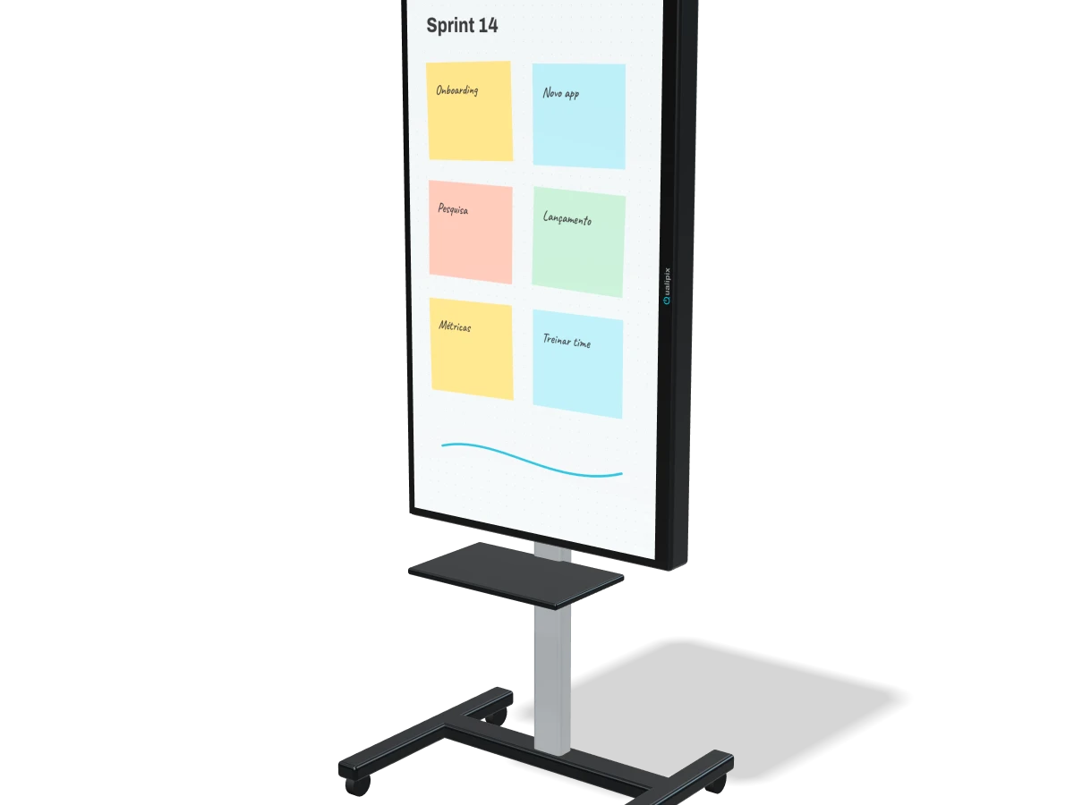 Flip Chart Digital Qualipix com tela vertical em pedestal com rodízios